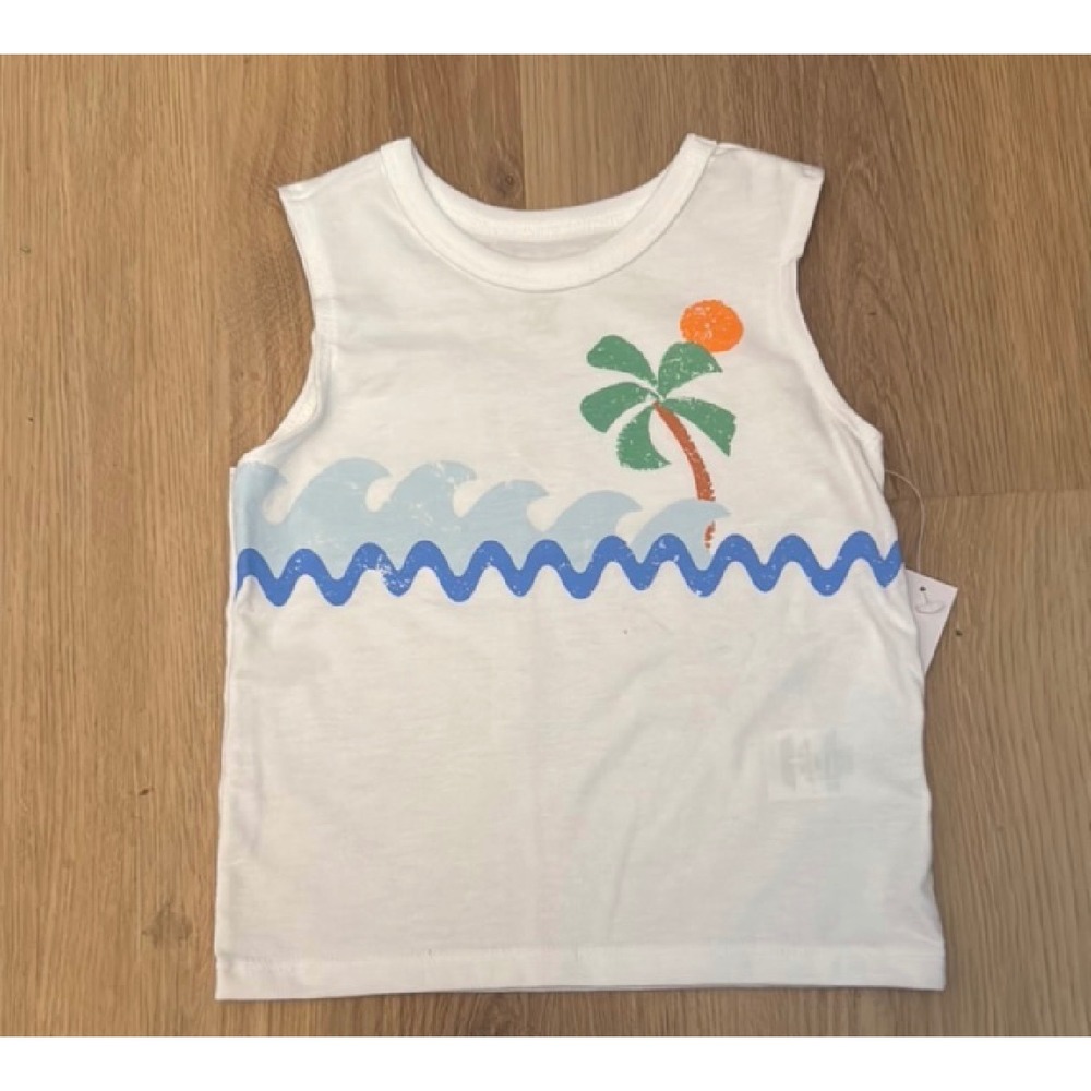 Wonder Nation Baby Boys White Tropical Palm Tree Tank Top 18M RN52469